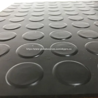 Anti-slip black 6mm thick stud flooring matting rubber sheet