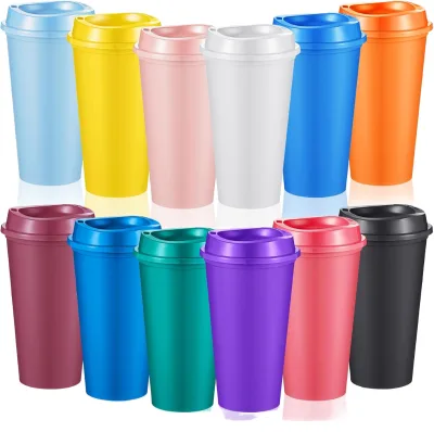 16 oz Reusable Leak Proof Travel Mugs Lids Microwaveable Plastic Hot/Cold Drinks Bulk Iced Tumblers Wedding