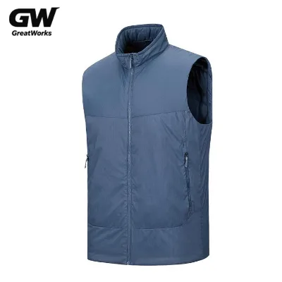 Wholesale Casual Cotton Vest Jacket Outer Wear for Winter Customized with Stand Collar Micro Label Embroidery
