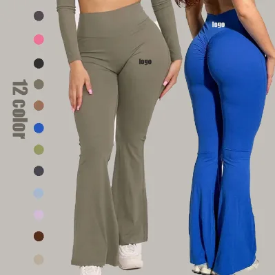Plus Size Crothless Women Yoga Leggings Slimming Scruch Butt High Waist Yoga Leggings Flare Pilates Yoga Leggings