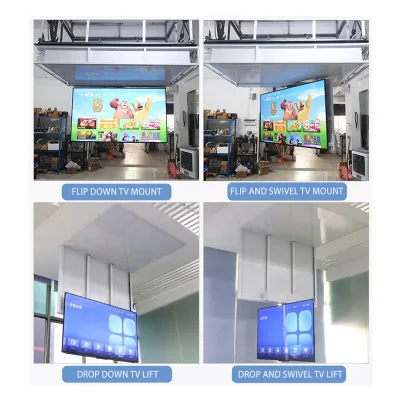 JGST 75-86" Motorized Full Motion Drop TV Lift System with Cold Rolled Steel CE Certified 105 Tilt Ceiling Mount for Smart Home