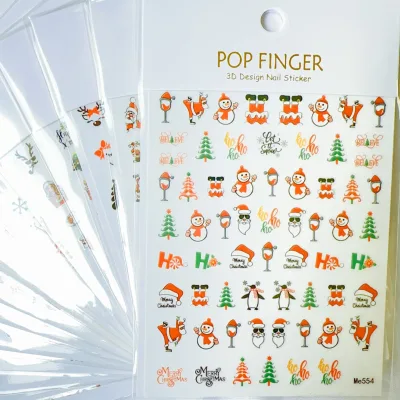 Hot New Christmas Snowman Christmas Tree 3D Ultra Thin Waterproof Nail Stickers