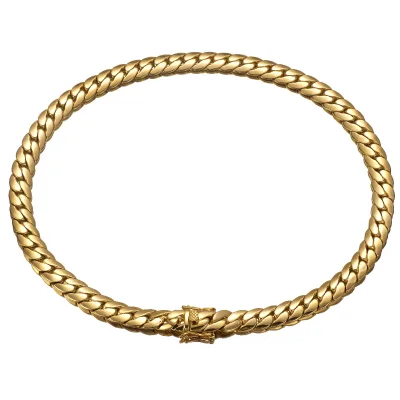 18k Gold Cuban Necklace Brass Chain Men's Riding Crop Chain European and American Bracelet Short Collarbone Chain