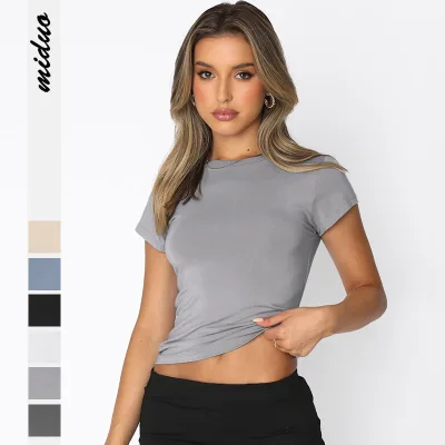 Y2K Women's Cotton T-Shirt Versatile Breathable Moisture Wicking Short Sleeved Stretch Tee Tops Summer Print XL Size