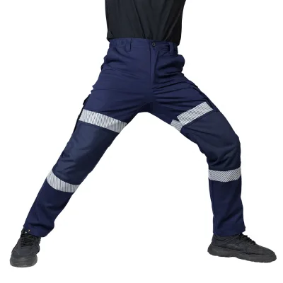 Overalls Men's Spring Summer 2025 New Loose Casual Welder Work Pants Reflective Strip Pure Cotton China Silk Screen Printed