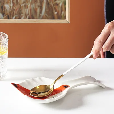 Custom Kitchen Wall Mounted Spoon Rest Utensil Knife Fork Holder Fox Design Ladle Ceramic Spoon Rest
