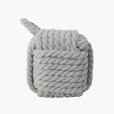 New Arrival Grey Cotton Rope Woven Square Block Door Stop for Home Decoration