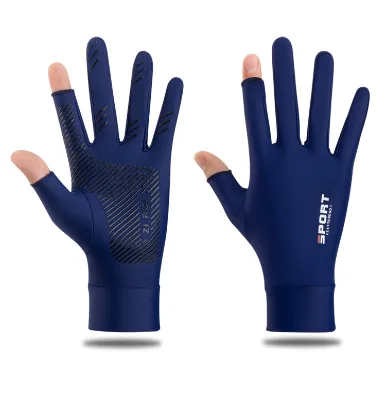 Outdoor Fishing Cycling Summer Sun Protection Thin Ice Silk Non-Slip Quick Dry Touchscreen Needle Detection Wrist-Length Gloves
