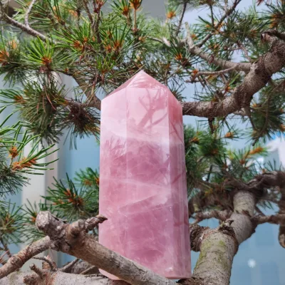 Wholesale Large Size Tower Natural Crystals Healing Rose Quartz Point Wand Tower for Decoration