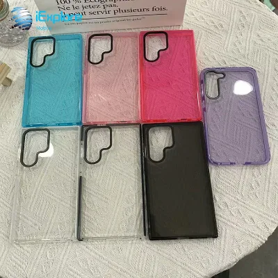 IExplore Double Color 1.5mm TPU + TPE Translucent Phone case with Black Camera Ring for iPhone 16 Pro Max Samsung S24 Ultra