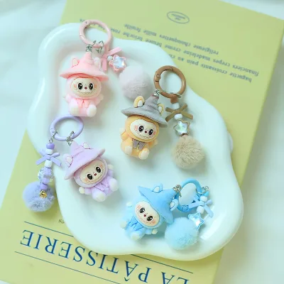 Hot Selling Cute Plush Labubu Keychain Figurine Pendant Cartoon Car Bag Chain Pendant Gift Popular Genre Key Chains