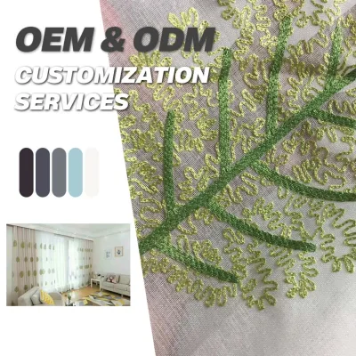 Elegant Jacquard Lace Embroidery 100% Polyester Luxury Curtains for Living Room Black Window Sheer Curtain Fabrics for Home