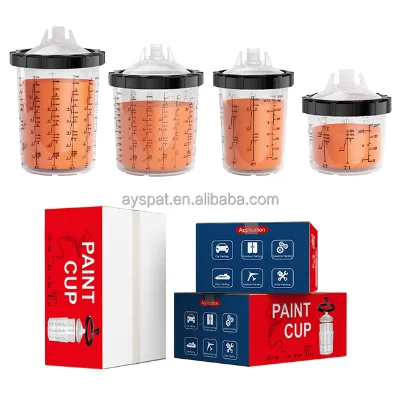 Disposable Spray Gun Cup Paint Spray Gun System 125mic Filter 400ml, Plastic Paint Liners Cup,outer Cup and Lid for Spray Gun