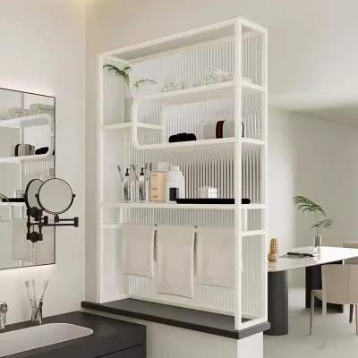 Modern Simplicity Glass Toilet Half Wall Screen Cabinet Porch Living Room Dry Area Washing Table Shelf Partition CD Rack