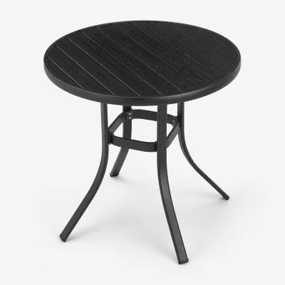 Anti-rust European Black Metal Round Outdoor Villa Table Slatted Top Patio Bistro for Garden Balcony Commercial Use