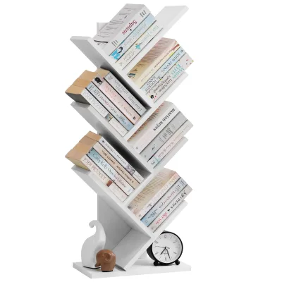 Custom Logo Creative Zigzag Wood Bookshelf OEM Multi-tier Floor Standing Book Storage Organizer for Bedroom Study Bulk Supply