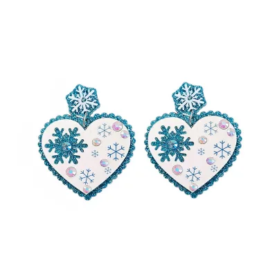 Christmas Gifts Snowflake Love White Cute Acrylic Dangle Earrings Drop Earrings Trendy Fashion Accessory Christmas Earrings