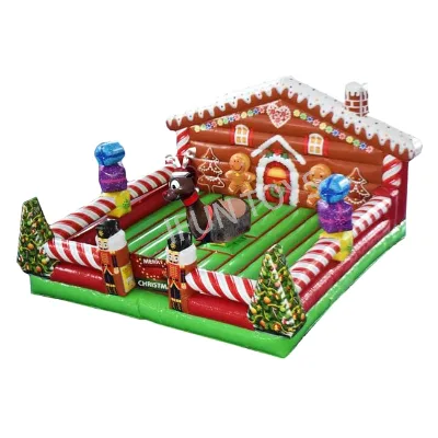 Merry Christmas Holiday Mechanical Rudolph Reindeer Inflatable Mechanical Bull Ride with Mattress for Kids and Adults
