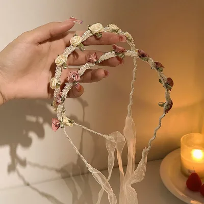 2024 Girl Elegant Headband Flower Headpiece White Flower Headband with Pearl Cute Bridal Wedding Headband for Girls