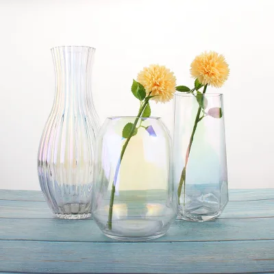 Modern New Type Unique Glass Vases Wedding Decorative Centerpiece Glass Flower Vases Tall Reversible Clear Crystal Vase Colorful