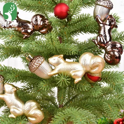 PVC Painted Squirrel Pine Cone Christmas Tree Scene Decorations Water Drop Shape Ornaments Snow-themed Gift Factory