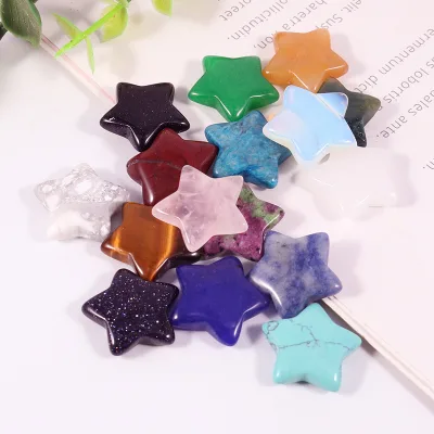 Natural Carved Crystal Star Shaped Gemstone Pocket Palm Stone Energy Stone Crystal Home Decor Crafts