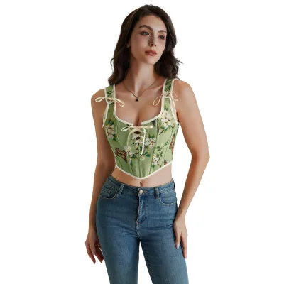 OEM Renaissance Tie-Shoulder Corset Square Neck U-Back Bustier Women Corset Tops for Women Femme