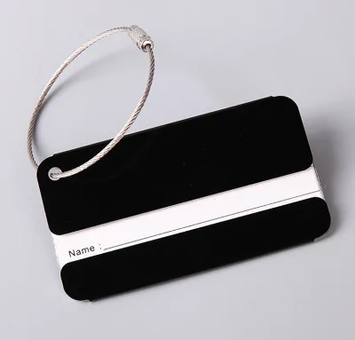 Custom Logo Suitcase Tag With Wire Rope Aluminum Baggage Tag Blank Metal Luggage Tag