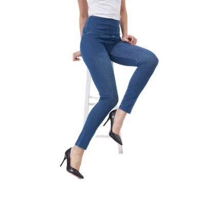 Women High Waist Seamless Leggings Denim Jeans Style Plus Size Ankle Length Yoga Pants Stretch Comfort Workout