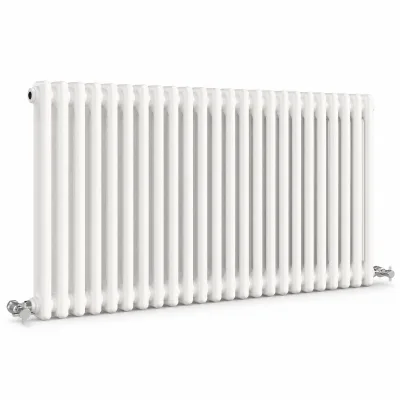 AVONFLOW Modern Column 2 Radiator Horizontal White Mild Steel Floor Standing Hydronic Anti-Corrosion 5 Years Warranty