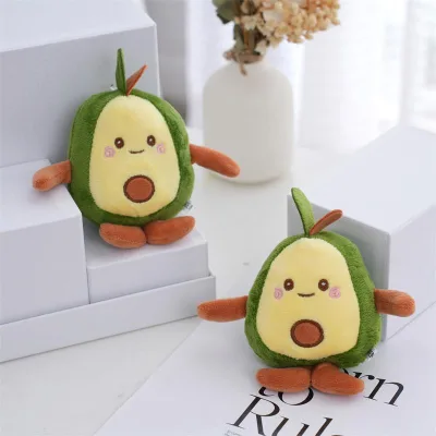 Lovely Mini Smiling Face Plushie Food Shaped Fruit Avocado Keychain Cute Stuffed Animal Avocado Doll Pendant Plush Keychains Toy