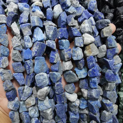 Natural Multi-Color Quartz Crystal Nugget Raw Graduated Beads Strand 2mm Hole Drilled
