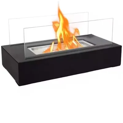 Smokeless Outdoor Fire Pit Stove Round Bio Ethanol-Fueled for Indoor/Outdoor Kitchen Patio BBQ Glass Tabletop Versatile Stylish