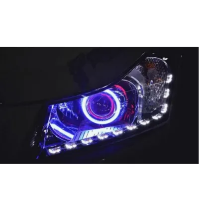 100mm Angel Eyes LED White DRL Headlight Fog Light Cover Phone APP Controlled Halo Ring