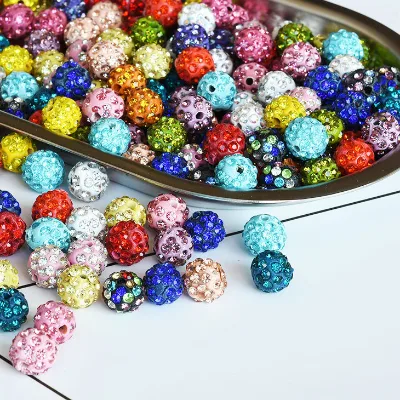 YWJC Fashion Beautiful Crystal Beads 10mm Jewelry for Bracelets Phone Chain High Quality Shiny Six Rhinestone Clay Beads