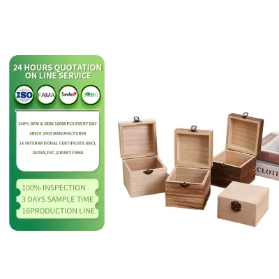 Wholesale Handmade Wooden Storage Box, Hinged Lockable Solid Wood Gift Packaging Box for Jewelry Crafts Present Packing