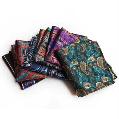 Jacquard Woven Pocket Squares for Men Fashion Handkerchief Custom Print Paisley Handkerchief for Men