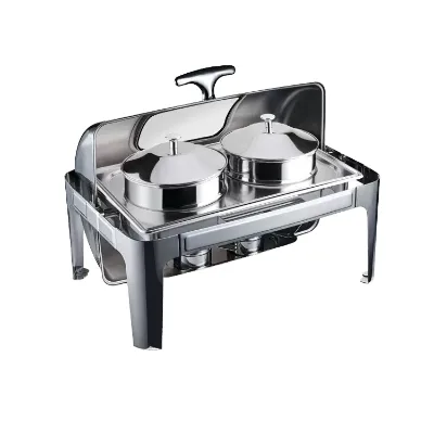 Stainless Steel Rectangular Roll Top Chafing Dish 8L Fuel Buffet Stove Food Heater Restaurants Catering Ji Rong Ye JRY-456 NO