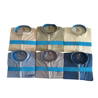 Modest Summer Season Arabic Thobe for Men Stand Collar with Zipper Breathable Anti-Static Polyester for Autumn Spring