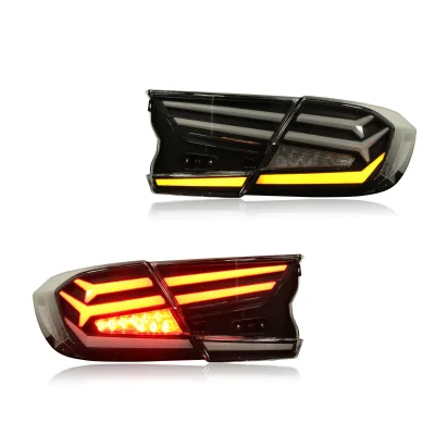 New for for 2016-2021 10th Gen Smoke/Tinted Lens White Interior Trim 12V LED Tail Lights Sequential Indicators