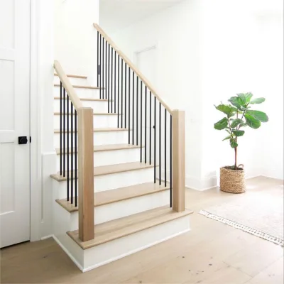 Chinese Manufacturer Step Tiles Stair Spray Painted Metal Stainless Steel Guardrail Vertical Pipe Iron Railing Indoor Staircase