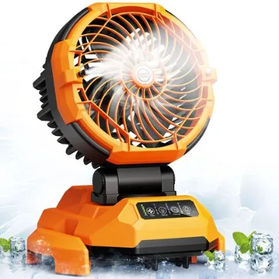 Portable Misting Fan Rechargeable Battery Powered Oscillating Cooling Outdoor Camping Fans (Orange)
