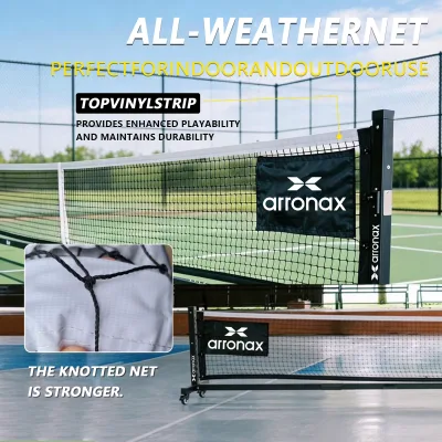 Tournament Pickleball Net with Wheels Portable Heavy Duty Adjustable Tensioner Regulation Size for Club Events