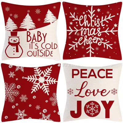 Christmas Decorations Christmas Pillow Covers 18x18 Inches Set of 4 Farmhouse Buffalo Plaid Black and Red Throw Pillow Case
