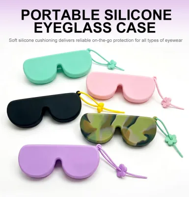 Zipper Silicone Eyeglasses Case with Lanyard, Portable Sunglasses Storage Pouch & DIY Storage Bag Wholesale