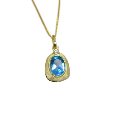 Custom High Quality Jewelry 925 Sterling Silver Thick Silver Plated Atural Topaz GIA Certified Chinese Women's Pendant Necklace