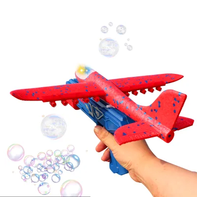 Factory OEM ODM Indoor Outdoor Light Ejection Aircraft Foam Gun Bubble Catapult Plane Toy Airplane