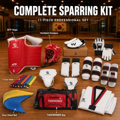 Wholesale Custom Logo OEM WTF Approved High Density PU Full Set Head Chest Arm Shin Taekwondo Protective Gear Kit