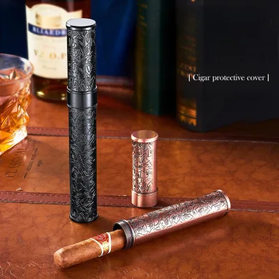 Luxury Style Cigar Tube Humidor In Gift Box Copper Small Size Cigar Storage Tube for One Cigars Smoking Accessories