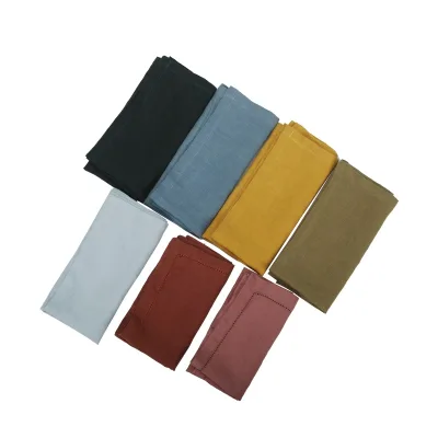Wedding Festival Custom Bar Hemstitched Table Napkins Multi Color Pure Linen Napkins
